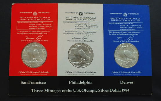 3 x 1 dollar LOS ANGELES S,P,D UNC