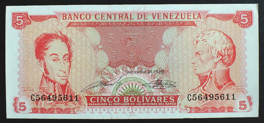 5 Bolivares - Wenezuela 1989 r.